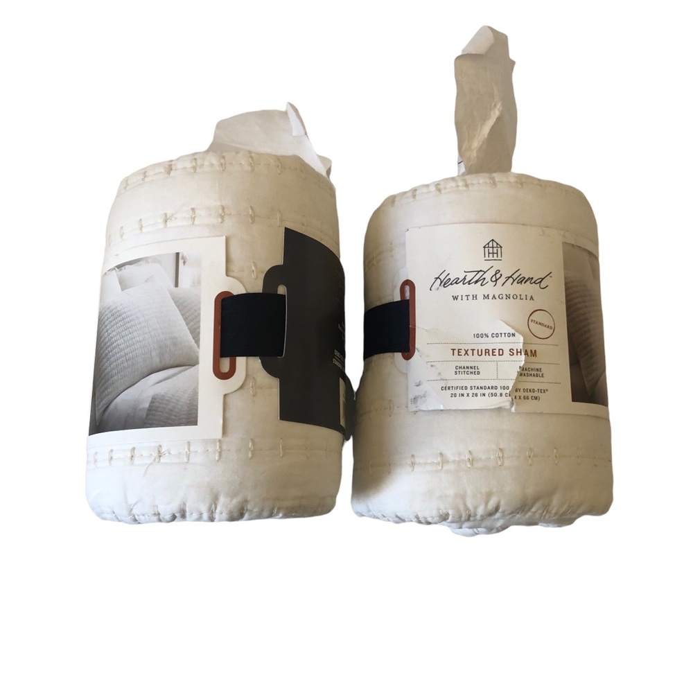 2 Hearth & Hand Magnolia Standard Solid Texture Pillow Shams Chip Joanna Gaines - Picture 5 of 10